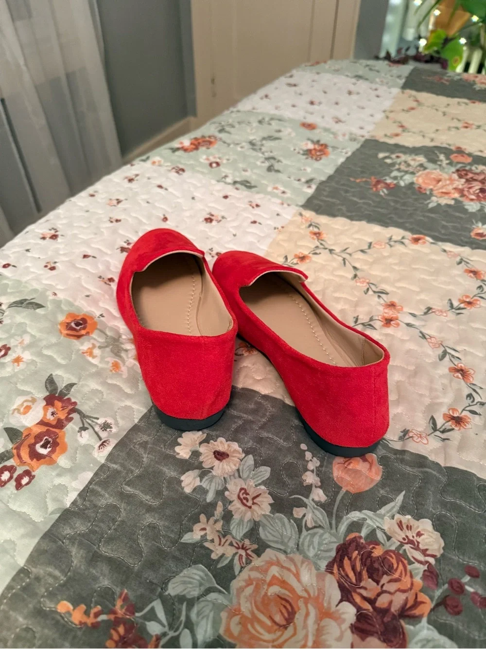 Women's Red Suede Slip-On Loafers